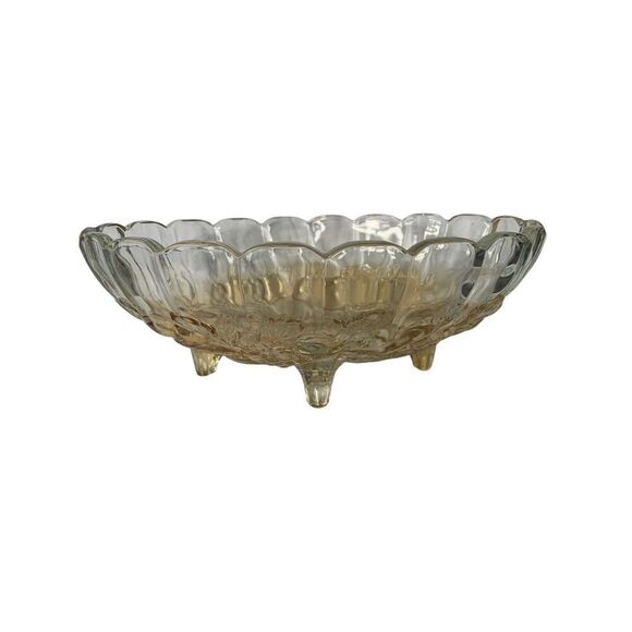 VTG RETRO MCM Large Footed Fruit Bowl Indiana Glass yellow Harvest DECOR ART - Picture 3 of 5